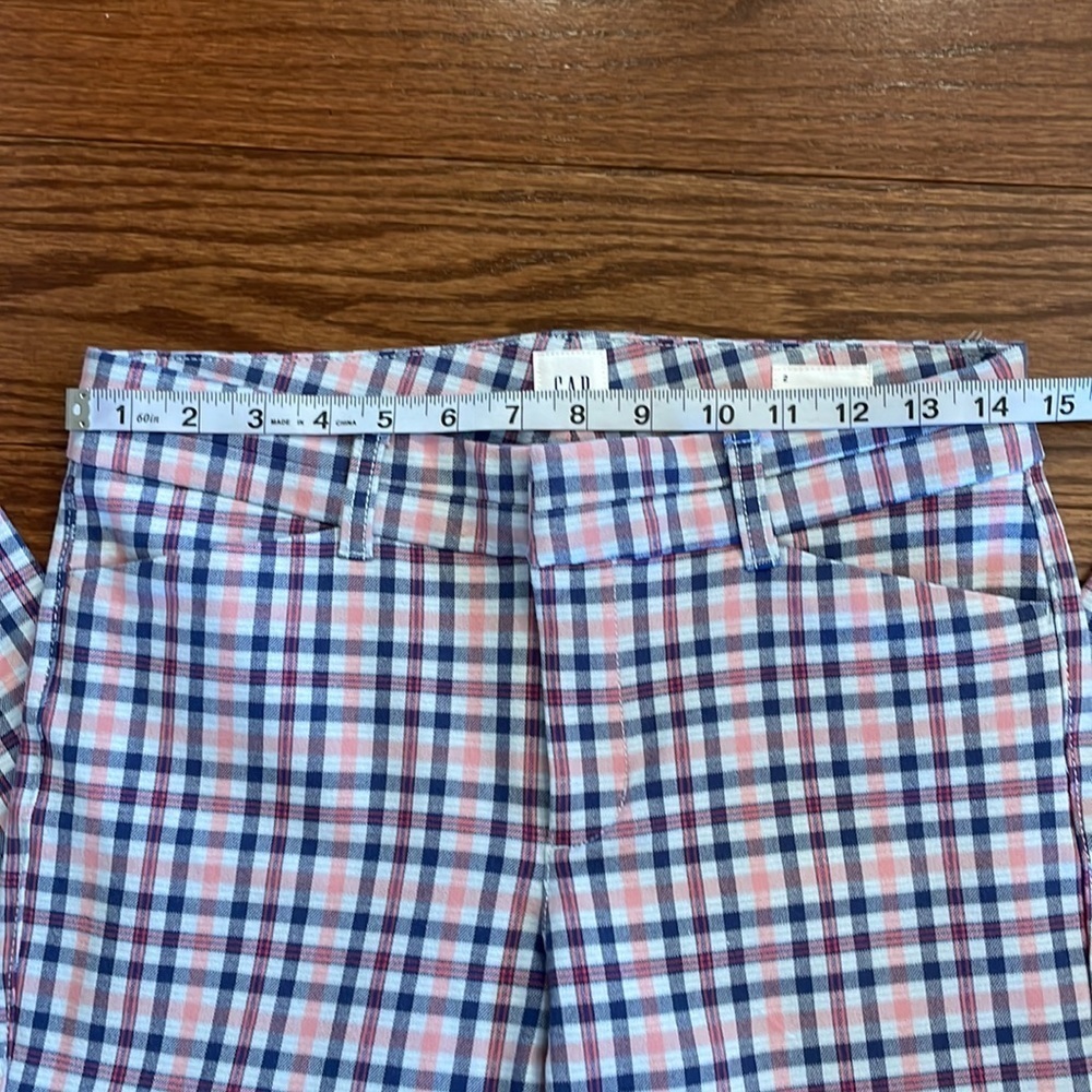 GAP women’s Gingham slim city crop ankle crop pants pink blue pockets size 2 - Picture 9 of 13